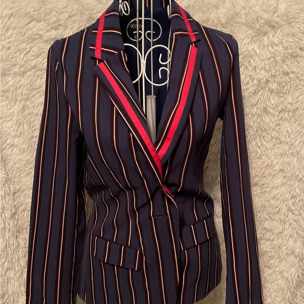 XOXO Womens Jacket Size Small Blue Open Front